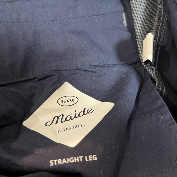 Bonobos Maide Straight Leg Blue Houndstooth Golf Pants - Size 33 x 30 - Picture 7 of 7